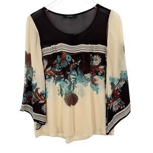 Y2K Vero Moda Blouse Size M Flare Sleeve Fairy Boho Floral Forest Festival